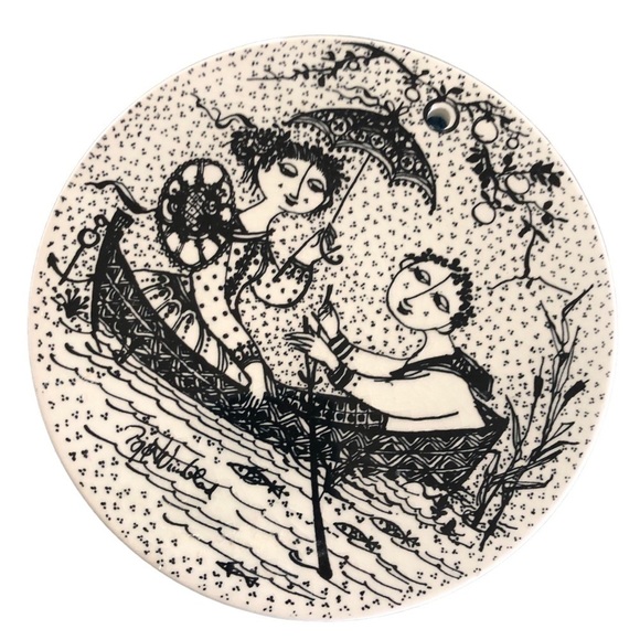 Bjorn Wiinblad Plate~Birthday Plate ~Wall Plate Danish Black White Plate Ceramic - Picture 1 of 3